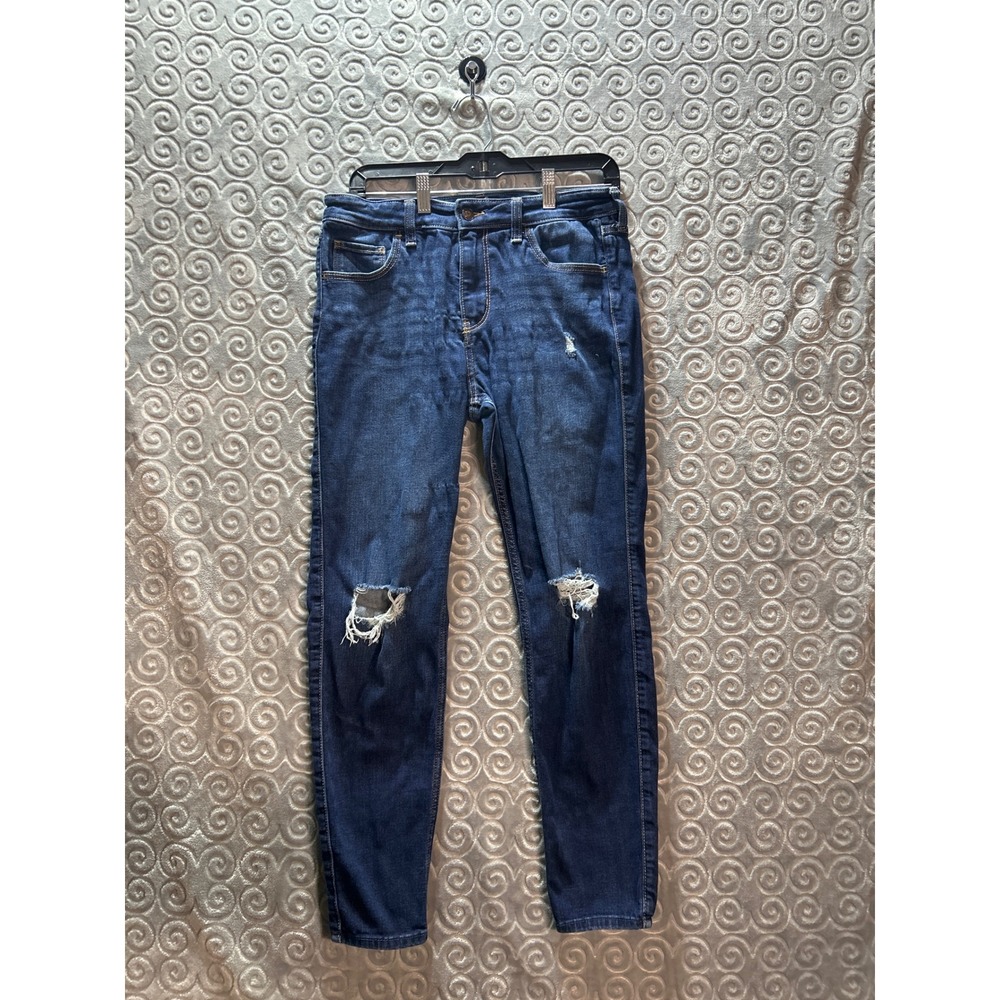Hollister California High Rise Super Skinny Jeans Dark Wash Distressed Size 8‎